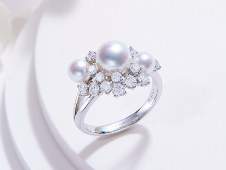 Purity Petite 3 Pearl Akoya Ring For Cheap