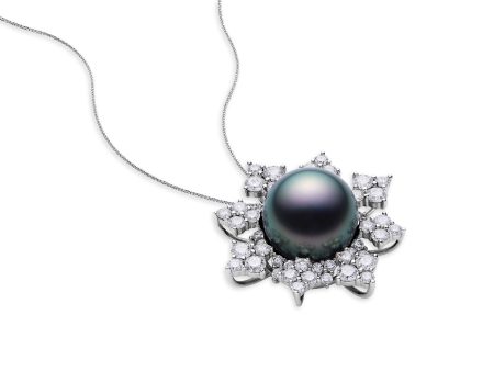 Snowflake Black Pearl Pendant Hot on Sale