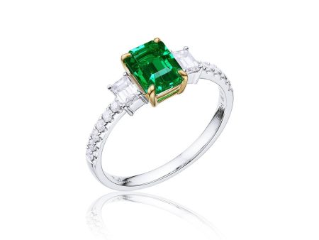 3 Stone Emerald cut Emerald Ring Online Sale