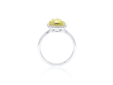 1ct Double Halo Yellow Diamond Ring For Cheap