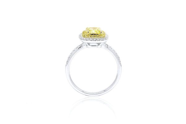 1ct Double Halo Yellow Diamond Ring For Cheap