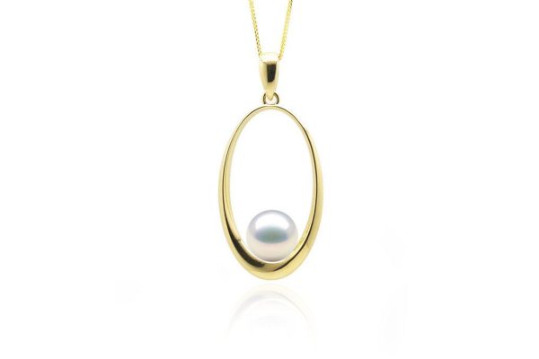 Ellipse Freshwater Pearl Pendant For Sale