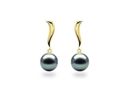 Wave Black Pearl Earrings For Discount