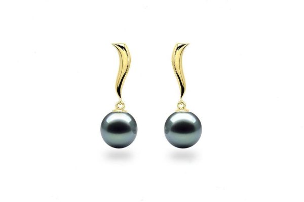 Wave Black Pearl Earrings For Discount