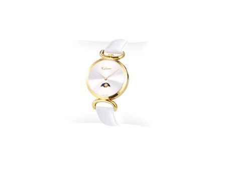 White Moon Watch Leather Strap Discount