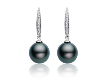 Diamond Hook Black Pearl Earrings Online