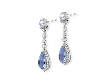 Charming Aquamarine and Pearl Earrings Online Hot Sale