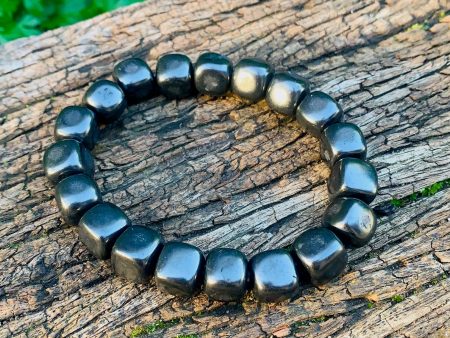 Authentic Shungite Cube Bead Bracelet (Large)BCUBE05 on Sale