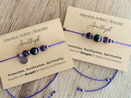 Shungite Amplified INTENTION Anklet Bracelet - Amethyst Discount