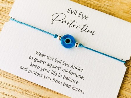 EVIL EYE PROTECTION ~ Adjustable Anklet Bracelet ~ Light Blue Fashion