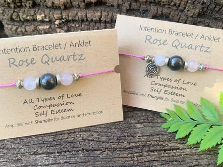 Shungite Amplified INTENTION Anklet Bracelet - Rose Quartz Online Sale