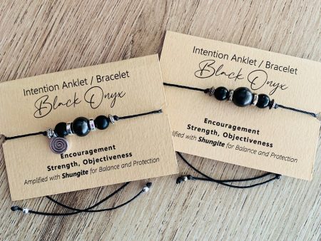 Shungite Amplified INTENTION Anklet Bracelet - Black Onyx Online now