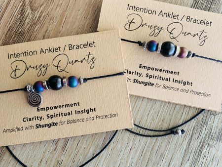 Shungite Amplified INTENTION Anklet Bracelet - Druzy on Sale