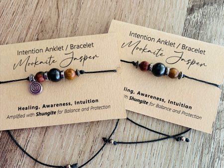 Shungite Amplified INTENTION Anklet Bracelet - Mookaite For Cheap