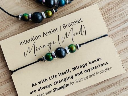 Shungite Amplified INTENTION Anklet Bracelet -  Mirage (thermo-sensitive) Sale