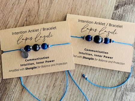 Shungite Amplified INTENTION Anklet Bracelet - Lapis Lazuli Cheap