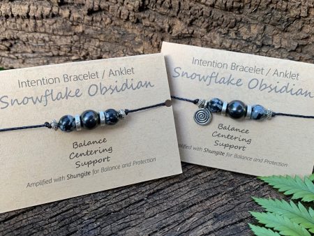 Shungite Amplified INTENTION Anklet Bracelet - Snowflake Obsidian Online Hot Sale