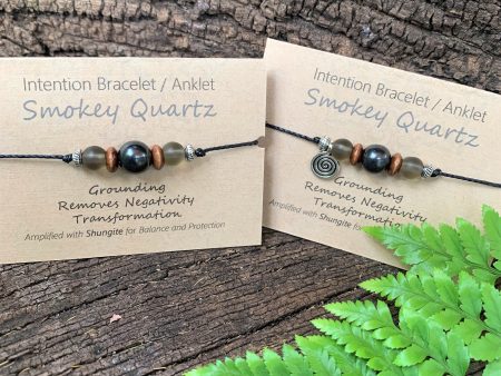 Shungite Amplified INTENTION Anklet Bracelet - Smokey Quartz For Cheap