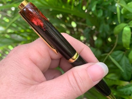 Unique Handcrafted Shungite PEN [One Off] - RED [Gold Finish] For Sale