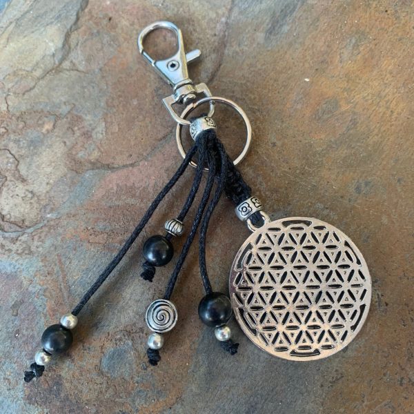 Shungite amplified Keyring Charm ~ FLOWER OF LIFE Supply