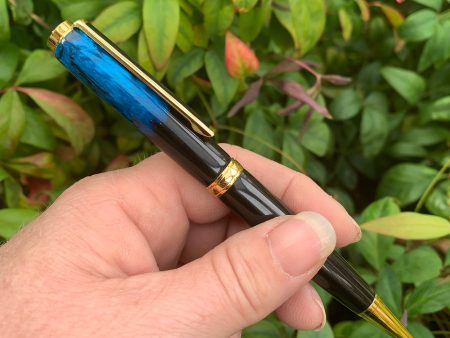 Unique Handcrafted Shungite PEN [One Off] - BLUE [Gold Finish] Online Sale