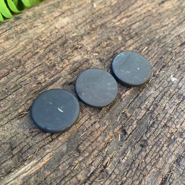 10x Solid SHUNGITE Mobile Phone Disc ~ 18mm (BULK BUY) Online now