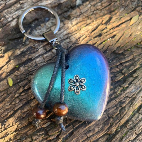 HARMONIC HEART Keyring Bag Charm ~ Orgone Shungite in Resin  ~ #1 FLOWER For Cheap